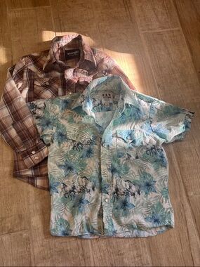 Wrangler Plaid Long sleeve& ELY Cattleman short sleeve Western Shirts